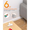 Flat Extension Cord 6 feet, Flat Plug Power Strip, 4