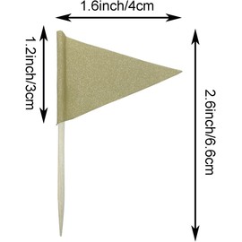 GentleGirl 100 Pcs Solid Blank Toothpick Flags Small Mini Plain Cupcake Toppers Stick Color Triangle Flags DIY Marking Decorations(Light Yellow)