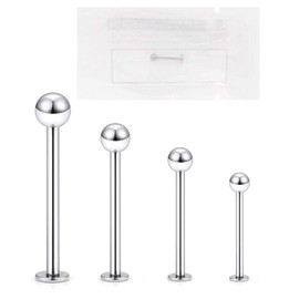 Warrior PCS-001 Lip Labret Piercing Sterile Cartilage Tragus Helix Stainless Steel 316L 16G (1.2 mm) Jewellery Zirconia Barbells Length 8/10/12 mm, Stainless Steel