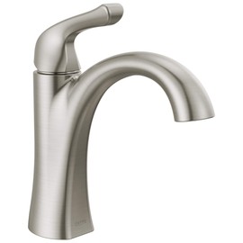 Delta Arvo Brushed Nickel Bathroom Faucet 1 Hole, Single Hole Bathroom Sink Faucet for Vanity, Push-Pop Drain Assembly, Spotshield Stainless 15840LF-SP