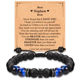 Gifts for Nephew, To My Nephew Bracelet Gifts from Aunt Auntie Uncle, Birthday Christmas Valentines Day Easter Baptism First Holy Confirmation Communion Fathers Day Basket Stuffers Graduation Gifts