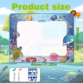 Aqua Mat, Aqua Doodlewater Doodle Mat, Aqua Doodle, Water Mat Drawing, Reusable Aqua Drawing Mat with Water Pens, Educational Toys for 2-5 Year Olds Best Gifts