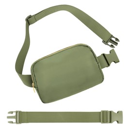 Frenou Waist Belt Bag Fashion Fanny Women Waist Pack With Adjustable Strap For Travel Running Hiking Walking Khaki Green with rope