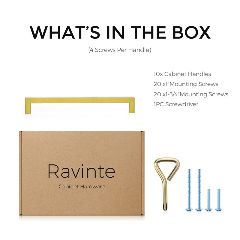 Ravinte 10 Pack Square Bar Kitchen Cabinet Handles Gold Cabinet