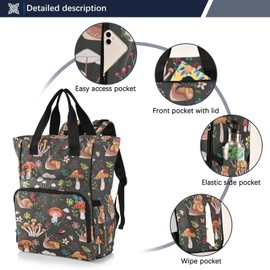 linqin Diaper Bag Backpack, Mushroom with Snails Multifunctional Travel Backpack Maternity Changing Bags, Large Unisex Baby Bag Tote
