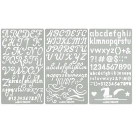 Aleks Melnyk #34 Pyrography Stencils, Wood Burning kit 3 PCS Templates, Metal Letters Stencil for Engraving Wood and Patterns, Alphabet and Number, Lettering, Letting, Stainless Steel Journal Stencils