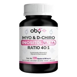 Inositol Premium 120 Capsulas 401 Myo Y D-chiro Ratio 401 Myo Inositol Y D-chiro Puro Vegano Oby Vitaminas Mujer                                      