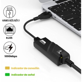 Adaptador Ethernet - Adaptador USB 3.0 a RJ45 Gigabit LAN 10/100/1000Mbps USB Network Adapter - Adaptador de Red Externa Compatible con Windows 10/8.1/8/7/XP/Vista, Mac OS, Linux, Chrome OS