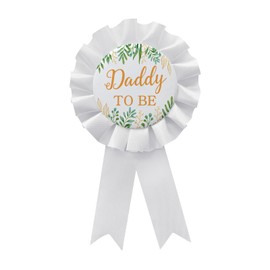 WOWOPA Daddy To Be Pin, Gender Reveals Baby Shower Tinplate Badge White Corsage Button Pin, New Daddy Party Gift Decorations Sign - 1Pcs