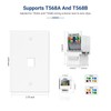 ZOERAX Ethernet Wall Plate Outlet, 2 Pack Tool-Less RJ45 Keystone