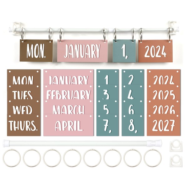 Naozinebi Boho Calendar Bulletin Board Set Boho Rainbow Flip Calendar