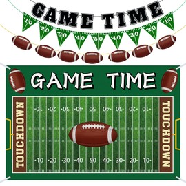 7 PCS Football Party Decorations Banner Football Backdrop Football Theme Triangle Flags Banner for Birthday Party Decorations