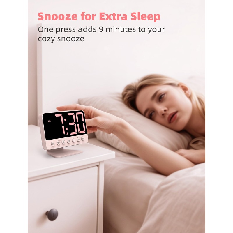 Odokee Digital Alarm Clocks for Bedrooms: Large Bold Number 5