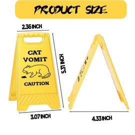 Cat Vomit Caution Sign Cat Gifts, Humor Joke Phone Stand Desks Decor, Hidden Small Mirror, Gag Fun Gift for Men Women Coworker Male Leader Boss, White Elephant Gifts