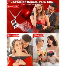 Flores Rosa Eterna Y Collar De Corazón Regalo Para Mujeres