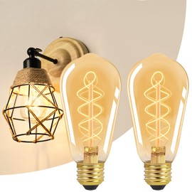 E26 LED Vintage Edison Light Bulbs 40W Equivalent, Dimmable E26 LED Edison Bulbs 4W LED 2200K Amber Warm Light Bulbs, ST58 Antique Spiral LED Decorative Bulbs for Pendant Lights Fixture, CRI90, 2 Pack