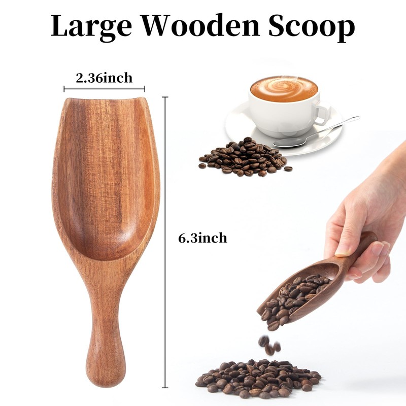 NLHL Large Wooden Scoop 1PCS - 6.3Inches Wood Scoop for