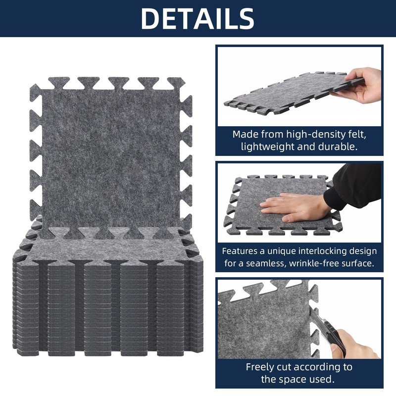 20 Pieces Sound Absorbing Interlocking Floor Mats, 11.8 x 11.8