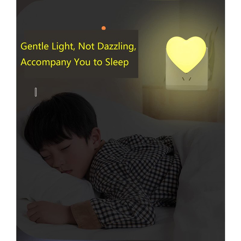 Cute Night Lights, Heart Shape Nursery Nightlight with Light Sensors,