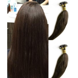 Hair Faux You 22" Remy Straight Pre bonded Keratin U Tip Human Hair Extensions 100 grams 100 strands Per Package Color #2 Darkest Brown