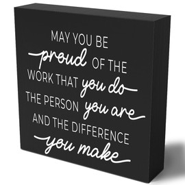 Office Decor Wood Sign Desk Decor Goodbye Gifts for Coworkers Inspirational Black Wooden Box Sign for Home Office Shelf Cubicle Counter Tabletop Living Room Bedroom Sitter