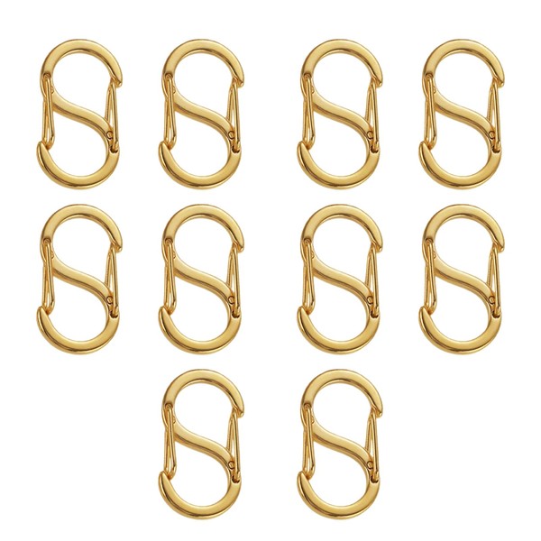Luabue 10Pcs S-Shape Double Opening Lobster Clasps, Gold Necklace Shortener