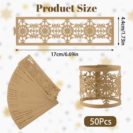 URROMA Napkin Rings,Christmas Kraft Paper Snowflake Napkin Fasteners Hollow Napkin Rings Decorative 50pcs for Valentine's Day Thanksgiving Anniversary Dinner