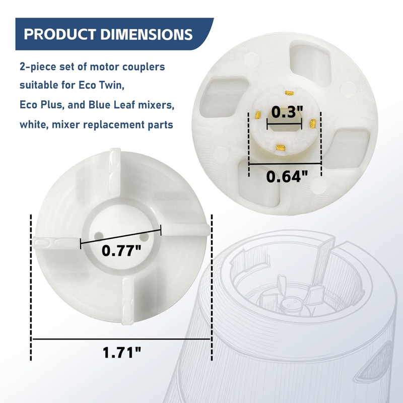 2 Pack Mixer Motor Coupler Compatible with Eco Twin, Eco