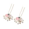 LALAFINA Crylic Flower Leaves Hair Stick 2pcs Retro Hair Chopstick