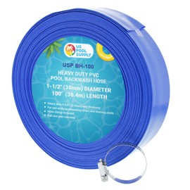 U.S. Pool Supply U.S. Pool Supply 1-1/2" x 100' Heavy Duty Blue Flexible Swimming Pool Backwash Hose with Hose Clamp