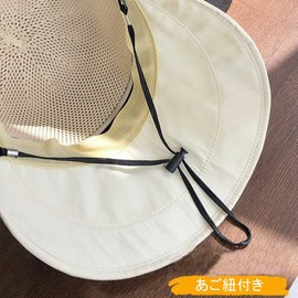 [VIDOSCLA] UVカット帽子 ゴム紐 レディース 日除けハット UPF50+ 小顔 日除け帽子 遮光 紫外線対策 日焼け防止 通気 涼しい