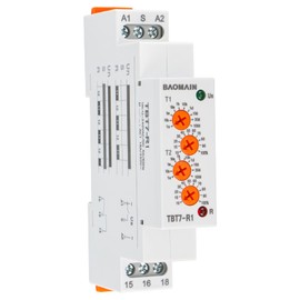 Baomain Asymmetric Cycler Time Relay, 16A SPDT, Repeat Cycle Time Relay for Room Ventilation,Cyclic Dehumidification TBT7-R1 (1-SPDT, 12-240VAC/DC)