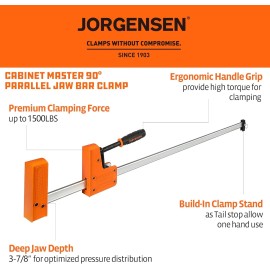 JORGENSEN 2-pack 36-inch Bar Clamps 90°Cabinet Master Parallel Jaw Bar Clamp Set