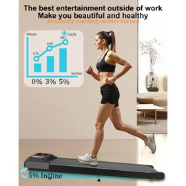 Under Desk Treadmill, Walking Treadmill with Adjust Incline & Speed, Walking Mat Remote Control & LED Display, 3 in 1 Walking Jogging Running Machine, 2.5HP Quiet, 265LB Capacity Treadmills for Home