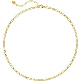 Jenosy Gold Chain Choker Necklace, 14K Gold Plated Lip Chain Long Necklace Delicate Fashion Choker Necklace Jewellery Gift for Women, Gold