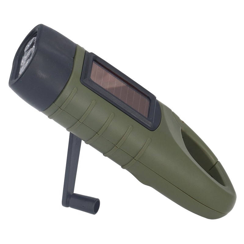 Solar Hand Crank Flashlight Emergency LED Portable Torch for Climbing