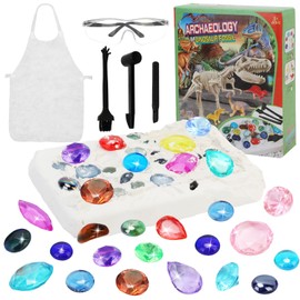 Gemstone Dig Kit, Educational Science Kits Gemstones Excavation Kits Gem Stones Digging Kit Set 28-32 Gems Crystals Science Educational Toys Dig Kits Crystals Gemstones Gifts for Kids Age 6 7 8 9 10