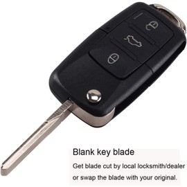 Heart Horse 3 ButtonsFolding Remote Flip Key Fob Shell Case Compatible with VW Golf Passat Bora Polo Touran Sharan Leon Octavia (with Blade)