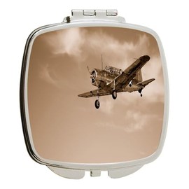 Island Gifting - Vintage Fighter Plane - Square Compact Mirror - Travel Mirror