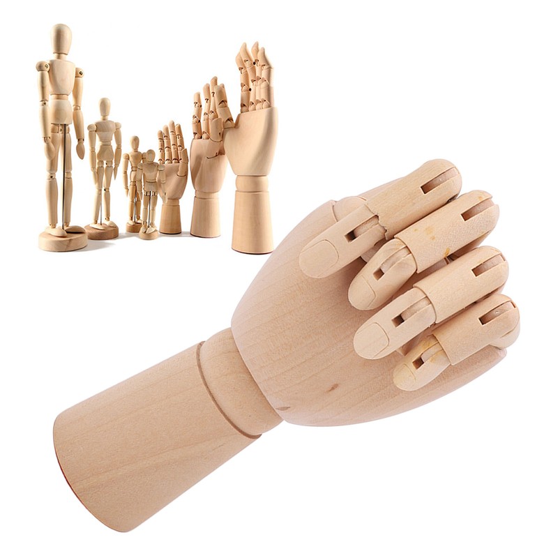 Wood Mannequin Hand Flexible Joints Fingers Drawing Mannequin Hand for