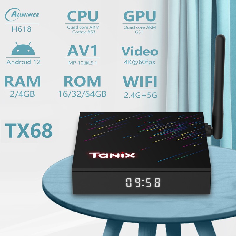 TANIX TX68 Android 12.0 Smart TV Box Allwinner H618 Quad-core