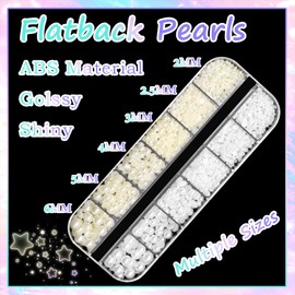 RODAKY 2 Boxes Metal Nail Beads and Flatback Pearls,Metal Silver & Gold Beads Nail Supplies Small Round Caviar Beads Nail Gems,White & Beige Half Pearl for Nail Jewelry DIY Nail Art Décor