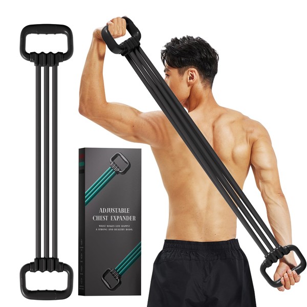 6-Pipe Chest Expander & Shoulder Stretcher - Adjustable Detachable Resistance