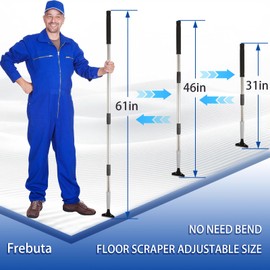 Frebuta 4"Razor Blade Floor Scraper with Long Handle,61in Adjustable Floor Scraper Heavy Duty with 10PCS Extra Metal Blades Paint Scraper for Cleaning Stickers Gum Glass Wall Tile Linoleum Stove Top