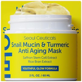 SeoulCeuticals Korean Face Mask Skin Care - Snail Mucin Turmeric Mask for Face – Cruelty Free K Beauty Anti Aging Face Mask for Healthy, Youthful Glow 2oz