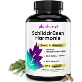 SCHILDDRÜSEN HARMONIE - 365 Jod Selen Kapseln als Schilddrüsen Komplex - JAHRESVORRAT - Jod Selen Komplex mit Thymian bei Schilddrüsenunterfunktion für normale Schilddrüsenfunktion - NEU - VEGAN