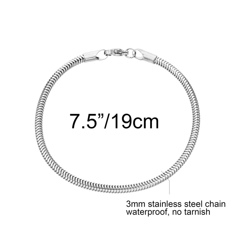 yipima 14K Gold Silver Tone Stainless Steel Snake Chain Bracelet