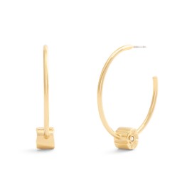 COACH Women's Signature Tea Rose Medium Hoop Earrings