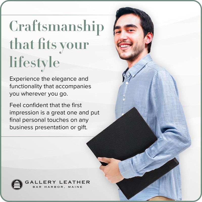 Gallery Leather 3 Ring Binder with Plastic Sleeves, Includes 10