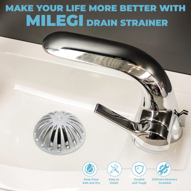 MILEGI Floor Sink Strainer Heavy Duty Aluminum Dome Sink Drain